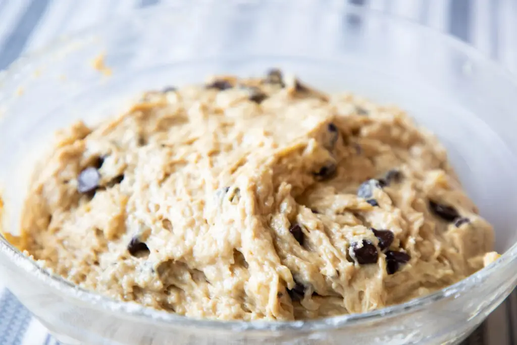 Mixed ingredients for sourdough discard banana bread