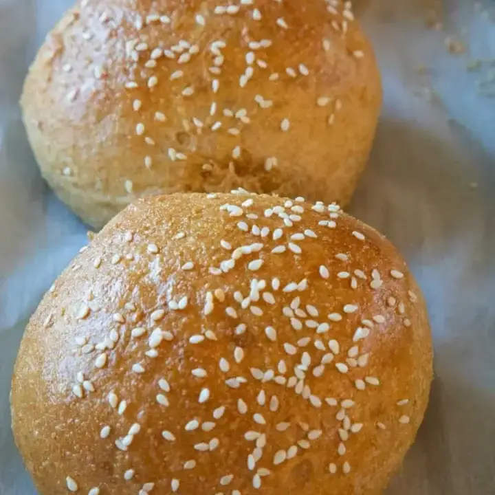Freshly milled flour whole wheat hamburger buns