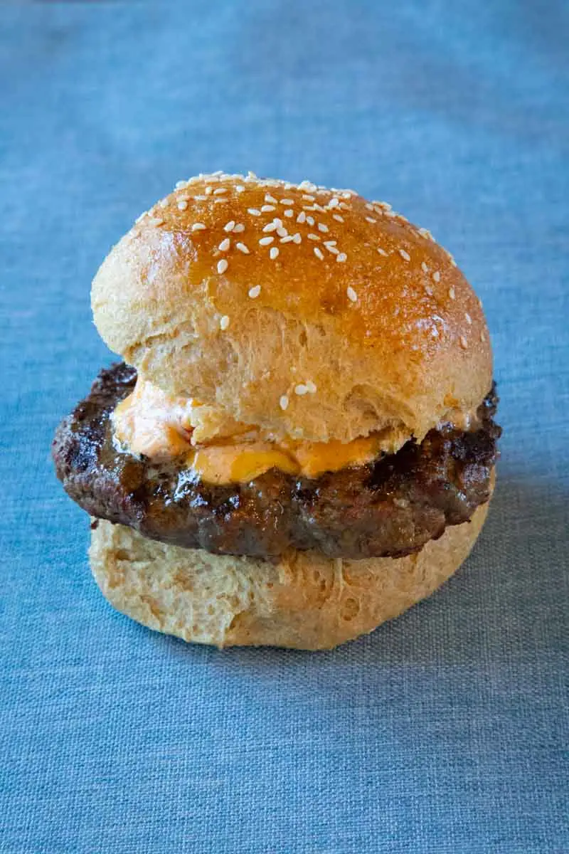 Hamburger created with freshly millled flour whole wheat buns